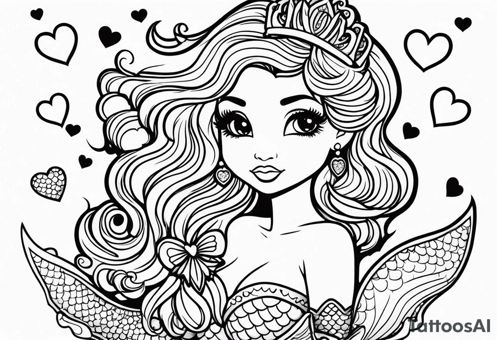 A cute Mermaid with hearts. tattoo idea