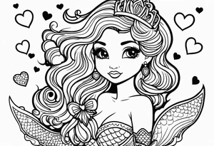 A cute Mermaid with hearts. tattoo idea