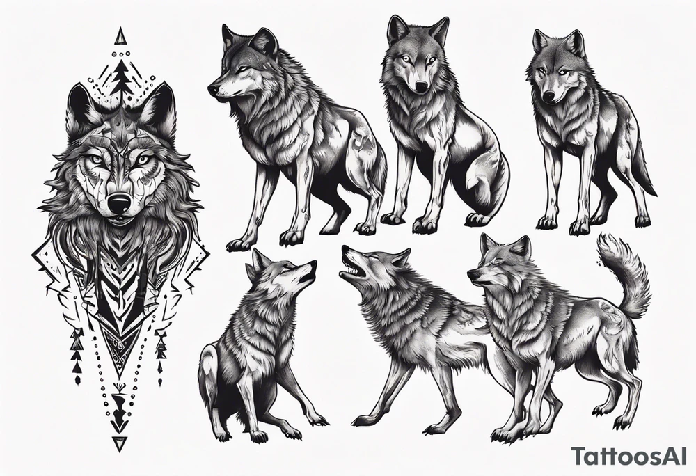 wolf on its hind legs tattoo idea