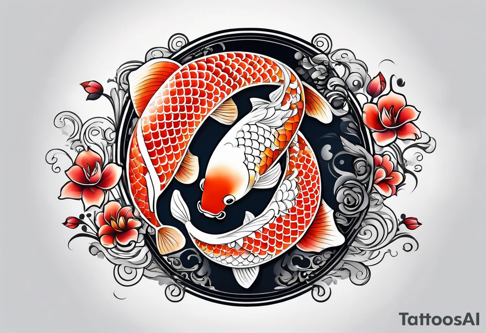 Pez koi en forma del símbolo ying yang tattoo idea