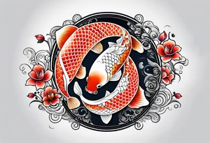 Pez koi en forma del símbolo ying yang tattoo idea