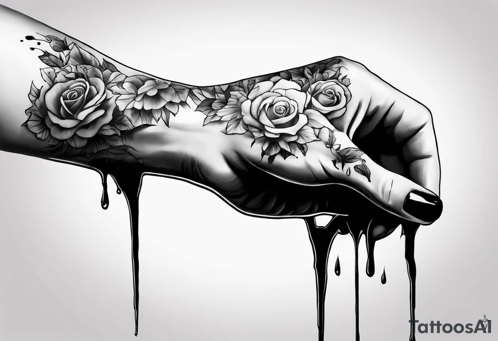 non tattoed human hand with a hole in it. There is blood dripping from the hole tattoo idea