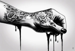 non tattoed human hand with a hole in it. There is blood dripping from the hole tattoo idea