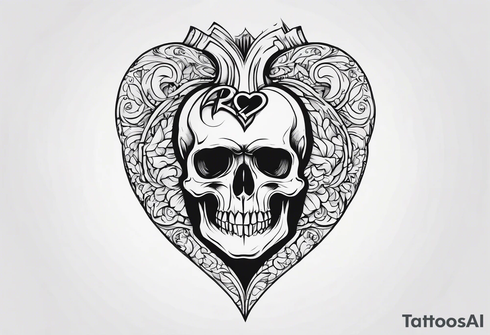 visceral heart fusioned with skull
half heart half skull tattoo idea