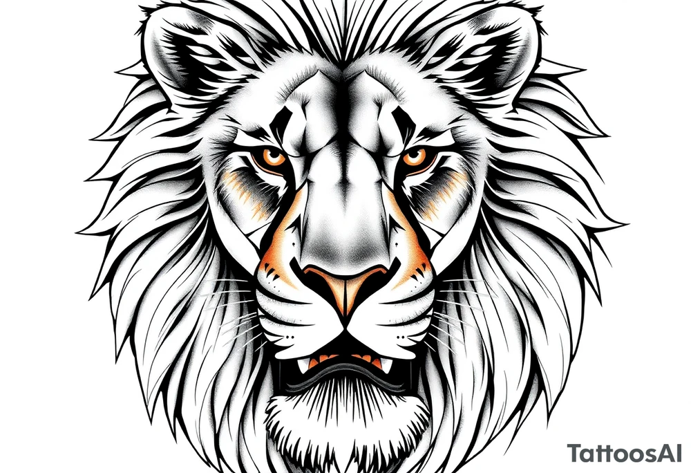 powerful majestic lion, close-up tattoo idea