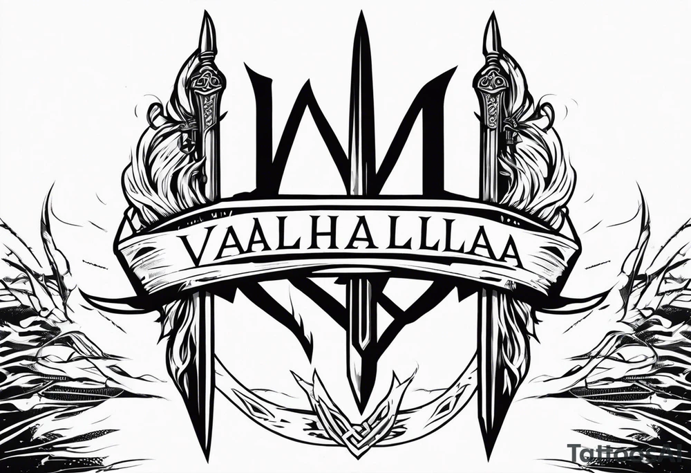 Valhalla fire sword shield barbed wire tattoo idea
