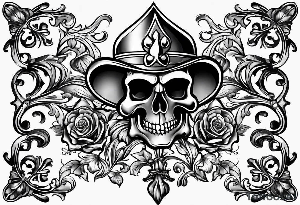 Fleur de lis with skulls tattoo idea