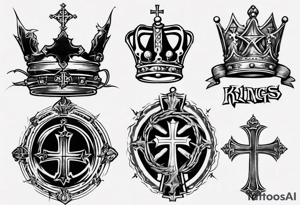 a kings crown and cross tattoo idea