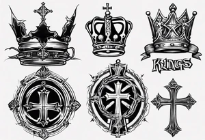 a kings crown and cross tattoo idea