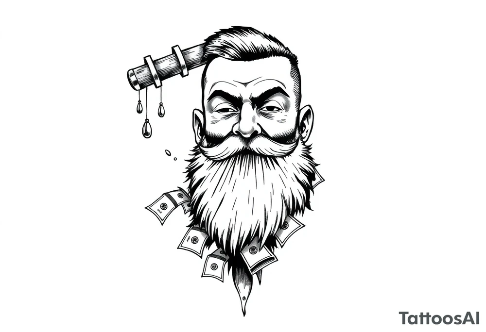 Barber sign with raining money tattoo idea