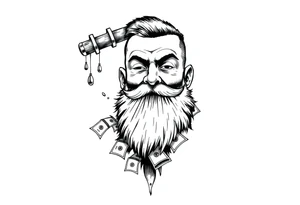 Barber sign with raining money tattoo idea