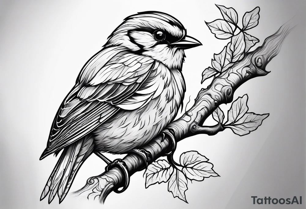 Bird oak tattoo idea