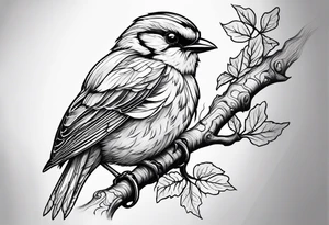 Bird oak tattoo idea