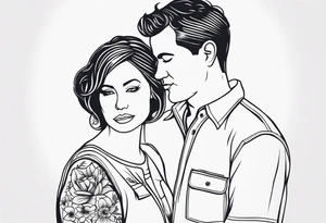 minimalist  tattoo for couples (half mom and half dad) tattoo idea
