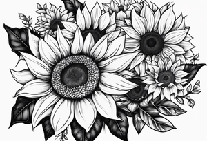 Word family with sunflowers tattoo idea