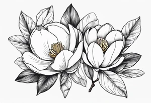 really long stew, magnolia on top and leaves tattoo idea