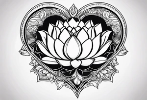 heart with lotus flower tattoo idea