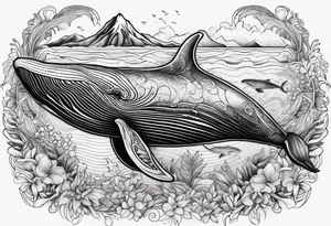Hawaiian whale school tattoo idea