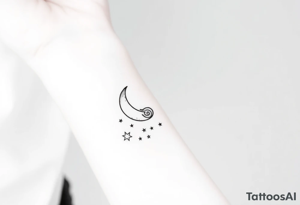 moon with stars tattoo idea