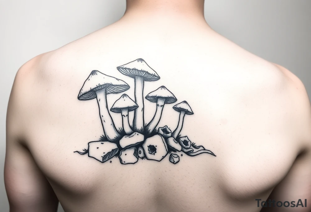 Magic mushrooms growing from earth tattoo idea