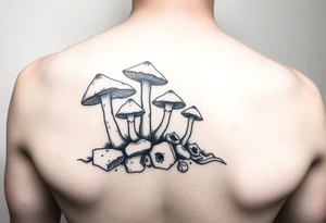 Magic mushrooms growing from earth tattoo idea