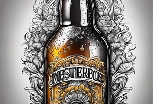 A bottle of beer with a sad face tattoo idea