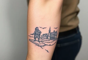 medieval woodcut scene tattoo idea