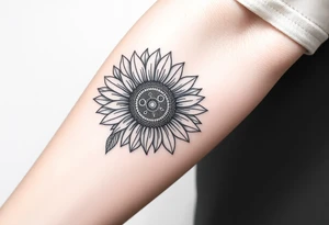 Sunflower with gears tattoo idea