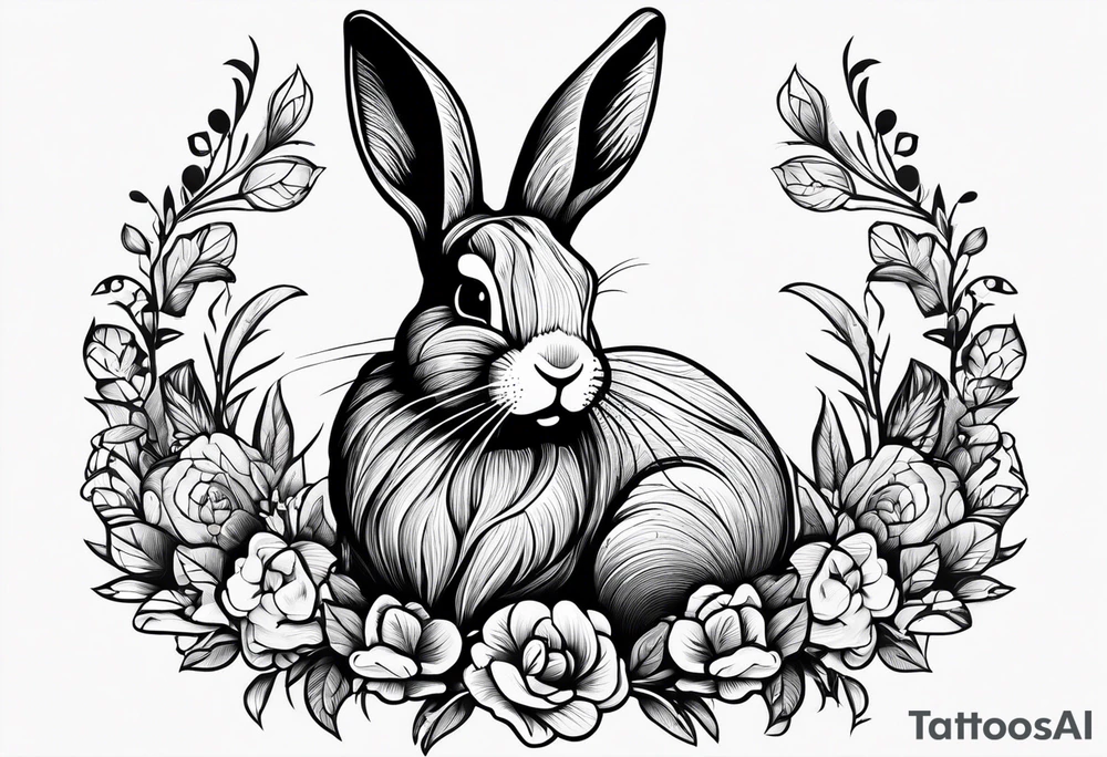 Bunny rabbit with Kirsty R written underneath tattoo idea