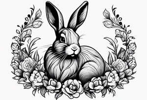 Bunny rabbit with Kirsty R written underneath tattoo idea