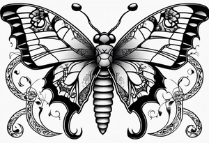 Large scorpions and butterflies tattoo idea