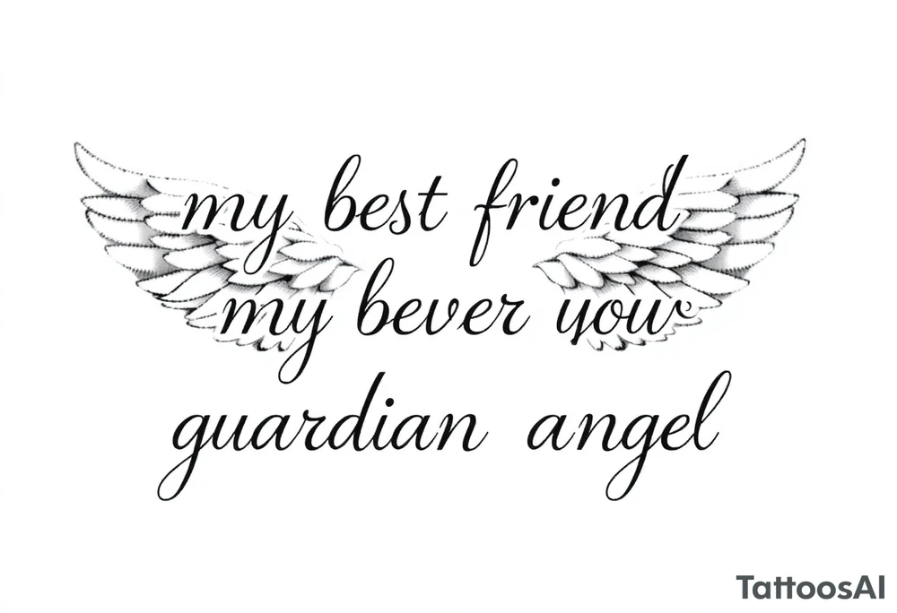 my best friend is my guardian angel with angel wings tattoo idea