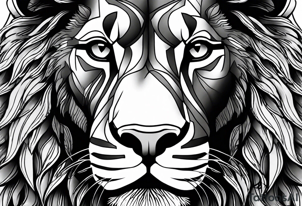 powerful majestic lion, close-up tattoo idea