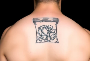 Small plastic baggie with shards of crystal meth inside of it tattoo idea