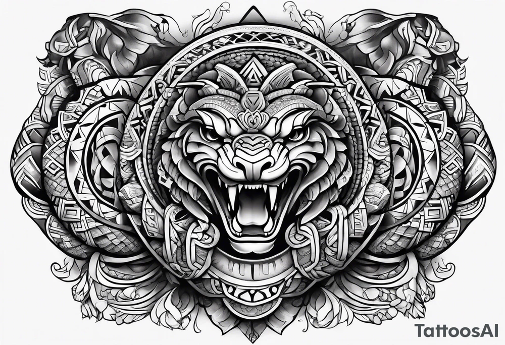aztec snake sleeve tattoo idea