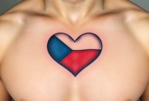A Czech flag inside a heart shape, with soft shading to give it a glowing effect tattoo idea