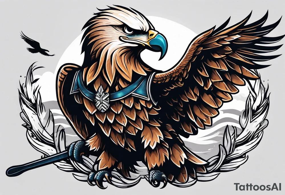 eagle holding an oar tattoo idea