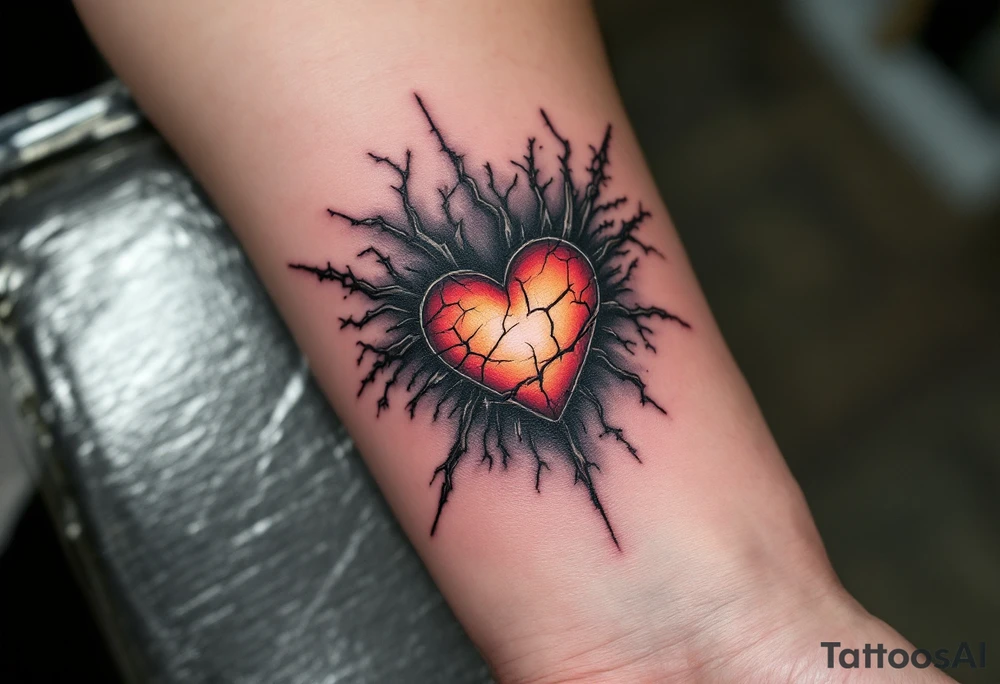A Reaper with a cracked hourglass heart glowing orange, surrounded by fading gray mist. tattoo idea