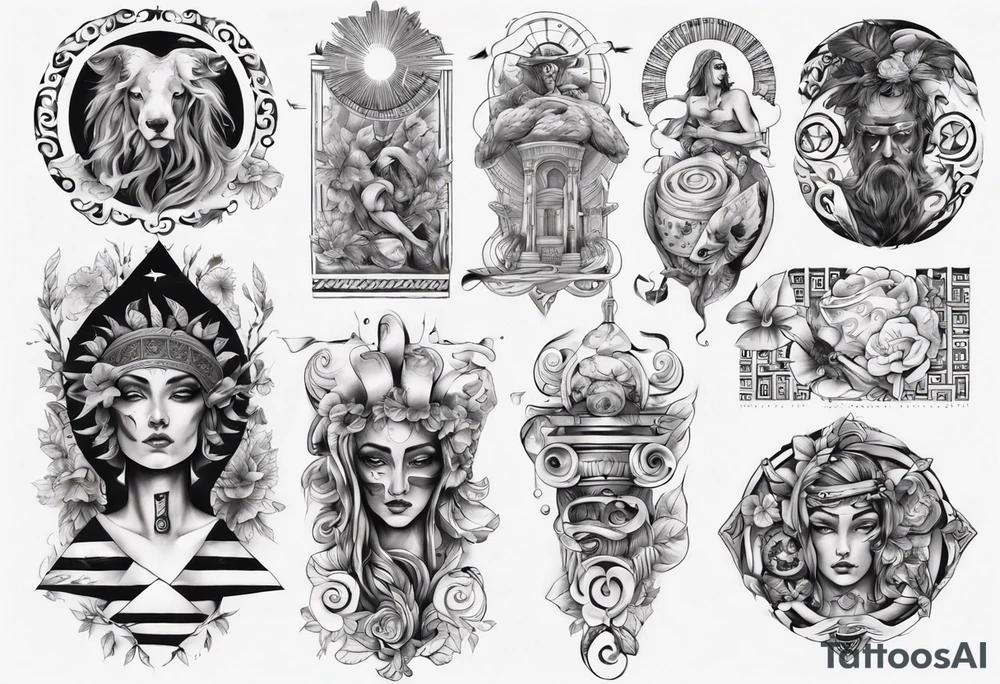 greek arm sleeve tattoo idea