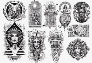 greek arm sleeve tattoo idea