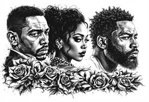 Civil rights and black liberation of African American historic figures and events and 1950’s - 1970’s theme  Malcom x Martin Luther king James brown Diana Ross and the supremes black panthers tattoo idea