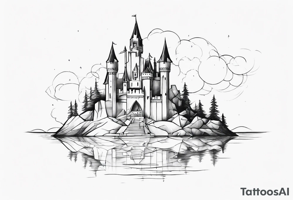 a castle floating in the crystal tattoo idea