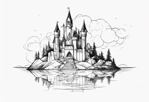 a castle floating in the crystal tattoo idea