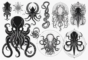 Cthulhu mythe long tattoo 
with lot of tentacle tattoo idea