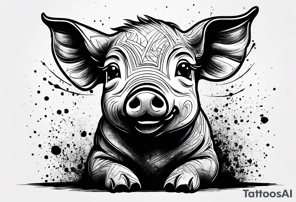 cute piglet.
with text: "friends not food" tattoo idea