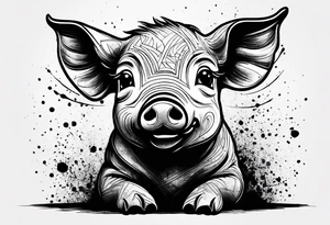 cute piglet.
with text: "friends not food" tattoo idea