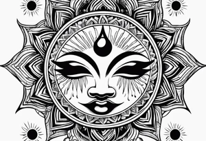a simple sun with eyes and mouth tattoo idea