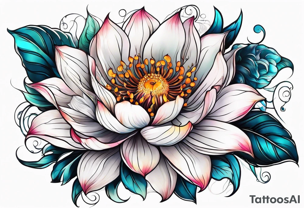 sea, flower tattoo idea