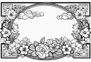 floral clouds circle vignette frame tattoo idea
