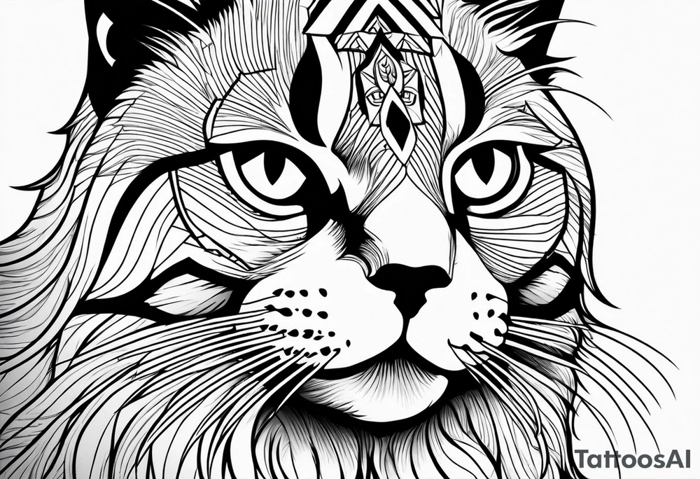 Powerful Himalayan smoosh face cat that is roaring tattoo idea